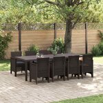 vidaXL Ensemble de salle à manger pour jardin 9 Pièces Marron Rattan Polt