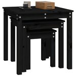 vidaXL Tables gigognes 3 Pièces Noir Bois de pin massif