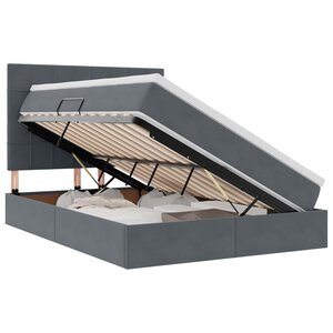 vidaXL Lit de rangement LED avec matelas Gris foncé 140 x 200 cm