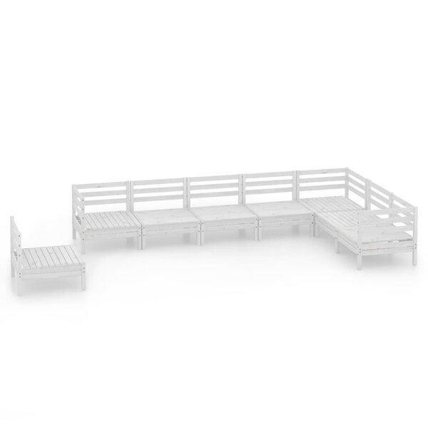 vidaXL Salon de jardin 8 Pièces Bois de pin massif Blanc