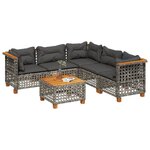 vidaXL Salon de jardin 6 Pièces avec coussins gris résine tressée