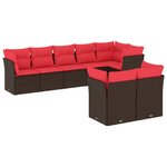 vidaXL Salon de jardin 8 Pièces avec coussins marron résine tressée