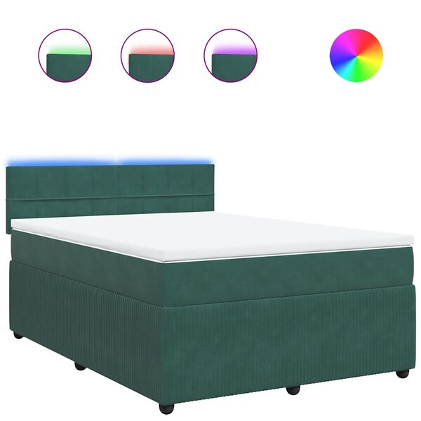 vidaXL Sommier à lattes de lit et matelas Vert foncé 140x190cm Velours