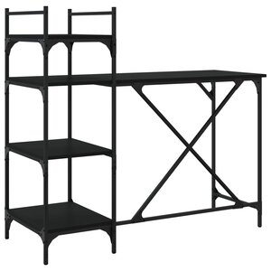Bureau table poste de travail meuble d'ordinateur informatique étude d'ordinateur avec étagères 120 x 47 x 109 cm noir 02_0023707
