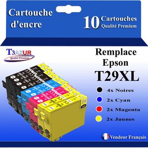 T3AZUR- 10x Cartouches Compatibles avec Epson 29XL 29 XL remplace Epson Expression Home XP-332 XP-335 XP-342 XP-345 XP-352 XP-355