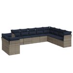 vidaXL Salon de jardin 10 Pièces avec coussins gris résine tressée