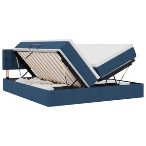 vidaXL Lit de rangement LED avec matelas Bleu 200 x 200 cm Tissu