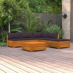 vidaXL Salon de jardin 6 Pièces avec coussins Bois d'acacia solide