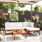 vidaXL Salon de jardin 5 Pièces avec coussins Crème Bois d'acacia solide