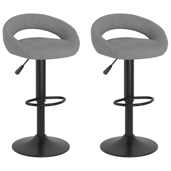 vidaXL Tabourets de bar lot de 2 gris clair velours