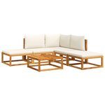 vidaXL Ensemble de canapés de jardin 6 pièces avec coussins en bois d'acacia et rotin