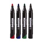Etui de 4 marqueurs permanents 'K Marker' Pointe ogive 3 mm Assortis KORES