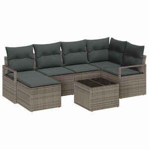 vidaXL Ensemble de canapé de jardin avec coussin 7 Pièces Gris clair