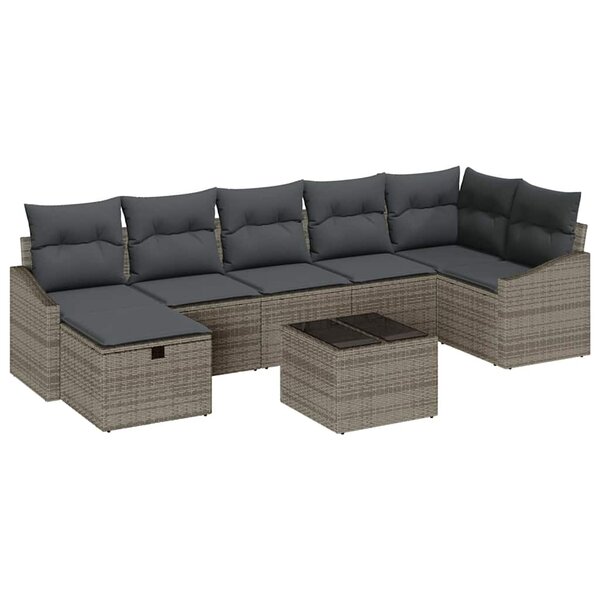 vidaXL Ensemble de canapé de jardin 8 Pièces Gris 55 x 62 x 69 cm