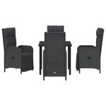 vidaXL Ensemble de salle à manger de jardin 5 pièces avec coussins noir poly rotin