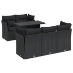 vidaXL Salon de jardin 6 Pièces avec coussins noir résine tressée