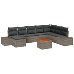 vidaXL Ensemble de Canapés de Jardin 9 pièces avec Coussins Gris Poly Rattan Acacia