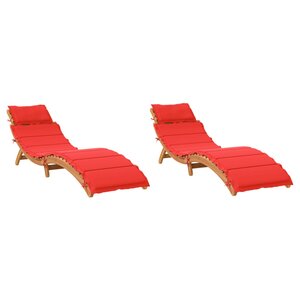 vidaXL Chaises longues avec coussins lot de 2 rouge bois massif acacia