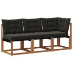 vidaXL Canapé d’extérieur milieu et coin avec coussin 3 Pièce Naturel