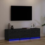 vidaXL Armoire TV avec LEDs avec tiroir Chêne noir 140 x 34 x 40 cm
