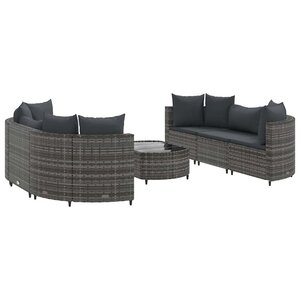vidaXL Salon de jardin avec coussins 7 Pièces gris résine tressée
