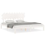vidaXL Cadre de lit avec tête de lit blanc Super King Size bois massif