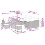 vidaXL Ensemble de canapé de jardin avec coussin 12 Pièces Noir