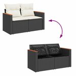 vidaXL Salon de jardin 7 Pièces avec coussins noir résine tressée