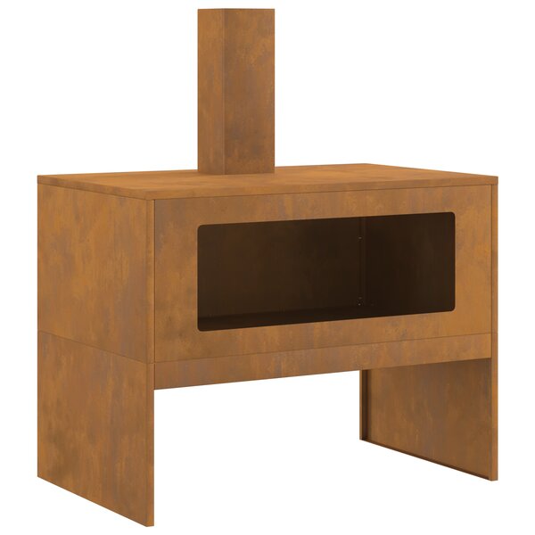 vidaXL brasero avec cheminée 80x50x96 cm en acier usé