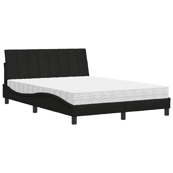 vidaXL Lit avec matelas noir 140x190 cm tissu