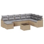 vidaXL Canapé de jardin 9 pièces avec coussins en rotin poly noir