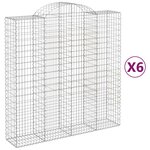 vidaXL Paniers à gabions arqués 6 Pièces 200x50x200/220 cm Fer galvanisé
