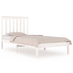 vidaXL Cadre de lit Blanc Bois de pin massif 75x190 cm Petit simple