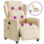 vidaXL Fauteuil inclinable de massage électrique crème tissu