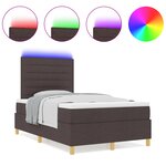 vidaXL Lit à sommier box avec matelas & LED marron foncé 120x190 cm en tissu