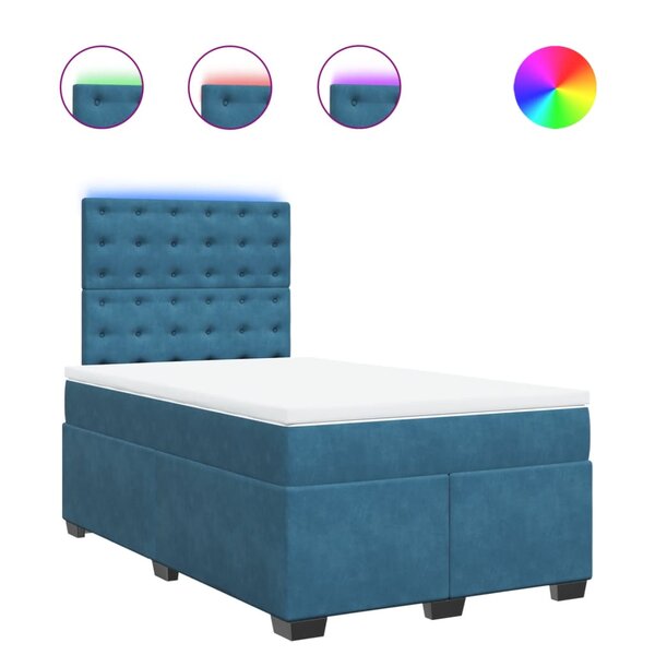 vidaXL Sommier à lattes de lit et matelas bleu 120x200 cm velours