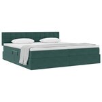vidaXL Lit de Rangement avec matelas Vert foncé 200 x 200 cm Velours