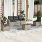 vidaXL Salon de jardin 6 Pièces avec coussins gris clair résine tressée
