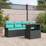 vidaXL Ensemble de canapé de jardin 5 Pièces Noir Poly rotin