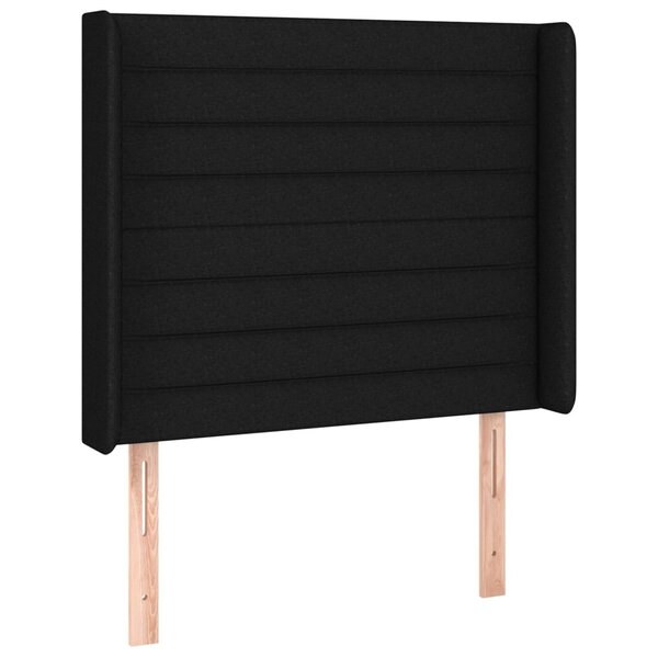 vidaXL Tête de lit avec oreilles Noir 93x16x118/128 cm Tissu