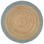 vidaXL Tapis fait à la main Jute avec bord vert olive 180 cm