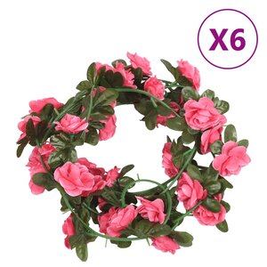 vidaXL Guirlandes de fleurs 6 Pièces rose 240 cm