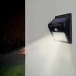 Applique murale solaire led noire 0.75w ip54 avec détecteur de mouvement - blanc froid 6000k - 8000k - silamp