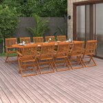 vidaXL Ensemble à manger de jardin 11 Pièces 280x90x75 cm bois d'acacia
