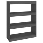 vidaXL Bibliothèque/Séparateur de pièce Gris 80x30x103 5 cm Pin massif