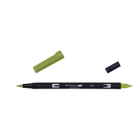 Feutre dessin double pointe abt dual brush pen 158 olive noire x 6 tombow