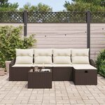 vidaXL Ensemble de canapé de jardin 6 Pièces Marron Poly rotin
