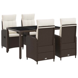 vidaXL Ensemble de repas extérieur 5 Pièces Marron et crème blanche