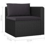 Vidaxl salon de jardin 9 pièces avec coussins résine tressée noir