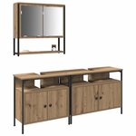 vidaXL Ensemble de mobilier de salle de bain avec étagère 3 Pièces Marron